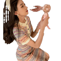 Ask late-style Knit Dress Dress 2024 New Summer Minus Age Design Sensation Little Crowdsweater Dresses