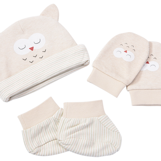 
Renzhichu baby suit baby hat pure cotton feet baby set spring and autumn baby glove baby supplies set
