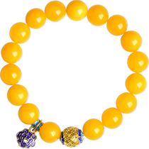 Xiangzhenfu Natural Amber Raw Stone Beeswax Bracelet Womens Jade Cloisonné Accessories Chicken Fat Yellow Full Honey Old Wax Bracelet