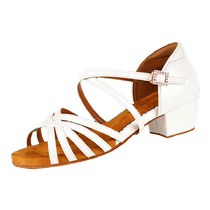 Professional Latin dance shoes for children and girls new dance shoes womens soft sole mid-heeled white shoes official childrens dance shoes
