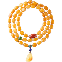 Pucai natural chicken fat yellow beeswax bracelets for women multi-circle DIY bracelets fashionable hand ornaments beeswax lotus pod accessories