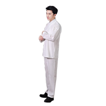 Bush original white inner wear Hanfu mens cross-collar mid-shirt and trousers suit pure cotton home meditation practice Tang Song and Ming Dynasties