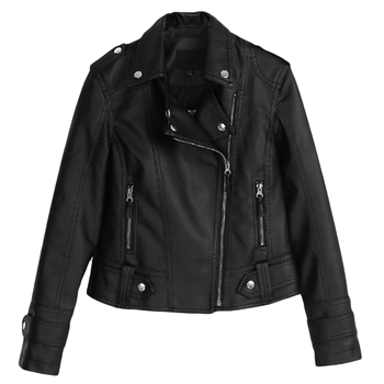 Women's Short Leather Jacket 2025 Spring and Autumn New Korean Style Slim Fit Student Stylish Black Biker Leather Jacket Trendy
