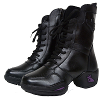 Belle Autumn Winter Genuine Leather Dance Shoes Womens Square Dance Shoes Jazz Modern Dancing Shoes Soft-bottom Water Soldiers Dance Boots