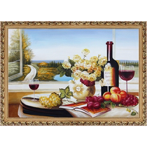 Restaurant oil painting hand-painted European-style living room decoration painting modern light luxury high-end high-end hanging painting simple American style dining room