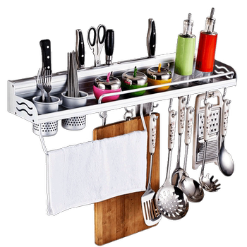 Hole-free kitchen utensil storage rack space aluminum knife holder aluminum edge guardrail multi-functional storage rack wholesale