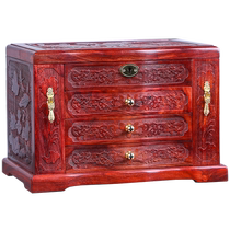 Rosewood jewelry box Chinese retro style necklace and ring storage box mahogany solid wood jewelry box large capacity with lock