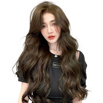 Wig for women with long hair fashionable figure bangs long curly hair real hair mid-length air cushion perm natural full headband extension