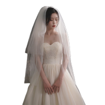 Love under the moon retro bridal headwear super fairy style internet celebrity photo props wedding dress black white veil female