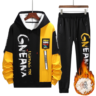 Men's sweatshirt plus velvet suit autumn and winter teen korean version