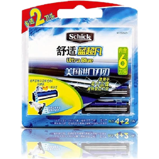 舒适蓝超凡剃须刀片6片 schick美国进口刀刃通用威风锋等刀头正品