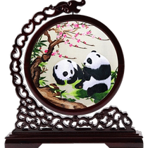 Su embroidery ornaments double-sided embroidery table hand-embroidered housewarming gifts Su embroidery screen Chinese style panda for foreigners