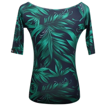 Dambao Roo Female Adult Latin Dance Suit Blouses Middle Sleeve Morden Dance National Mark Dance Dress Waltz Rehearsant