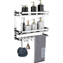 304 stainless steel bathroom rack bathroom wall hanging punch-free shower room toilet double-layer towel rack hanger