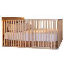 Defu Jiabao large bed fence solid wood bed guardrail toddler baby bed fence without paint heightening protection boutique