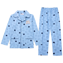 Boys and childrens pajamas boys cotton long-sleeved spring and autumn thin home suits big childrens cotton home clothes autumn