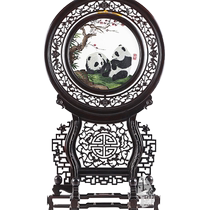 Xunjinji Sichuan Chengdu characteristic Shu embroidery purple sandalwood frame plum blossom panda double-sided embroidery business conference gifts