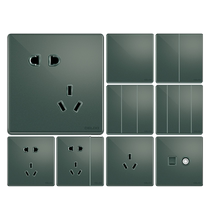 Delixi official flagship store glass switch steel frame 86 type wall power switch socket panel 889 dark green