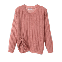 Plus size womens fat sister mm age-reducing drawstring lace-up sweater 2024 spring new loose slimming top for women
