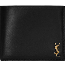 Chinese Valentines Day gift] YSL Yves Saint Laurent mens TINY MONOGRAMME glossy leather short wallet card holder