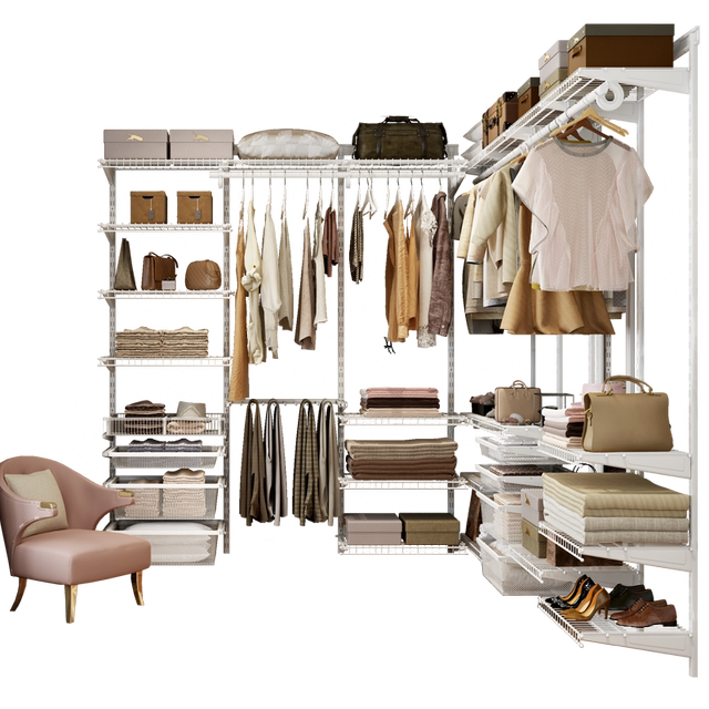 Platinum-resistant metal wardrobe walk-in closet storage rack