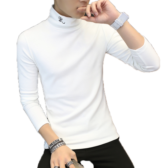 半高领打底衫男秋冬季潮流内搭长袖t恤男士秋衣加绒加厚冬天衣服