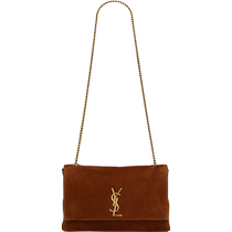 七夕礼物]YSL 圣罗兰 女士KATE中号肉桂色焦糖色绒面革双面手袋