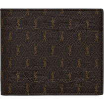 Chinese Valentines Day gift] YSL Saint Laurent mens MONOGRAMME coated canvas decorated coin bag horizontal card holder