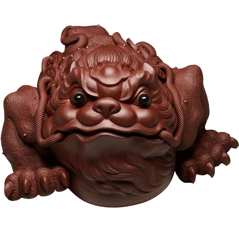 祁地獅王大嘴蟾蜍招財三足金蟾王宜興紫砂茶寵擺件手工精品茶玩