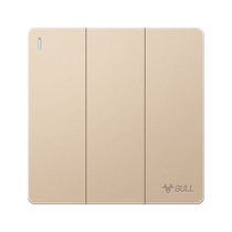 Bull three-on dual-control switch light three-position triple light bulb power button panel wall concealed 3-on household
