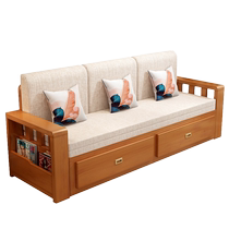 Диван-кровать из массива дерева складной двойного назначения 15 метра для хранения выдвижной для сидения и сна многофункциональный диван-кровать для небольшой квартиры гостиной