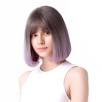 Rebecca wig human hair female short straight bobo head air bangs inner buckle fluffy natural fashion headgear