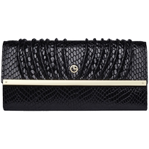 Goldlion wallet womens long patent leather womens bag fashion genuine leather wallet simple cowhide new clutch bag trendy