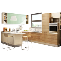 Zhibang kitchen cabinet integrated cabinet customization wood grain pastoral style double surface kitchen customization Balvia