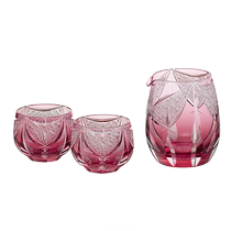 Small quantity in stock Japanese KAGAMI Edo Kiriko crystal glass Kagura sake cup wine divider and flask set