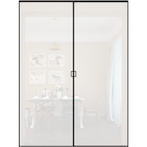 Della Modern Minimalist Triple Linkage Glass Sliding Door Kitchen Door Narrow Frame Black Balcony Super White Glass Sliding Door