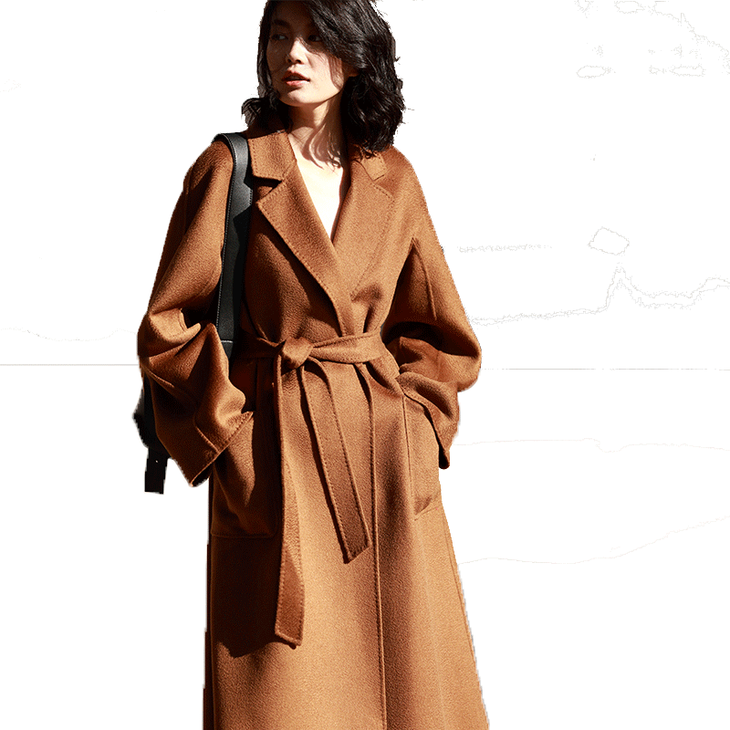 Celebrity caramel colored labbro water ripples coat