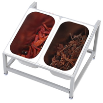 1 4 stainless steel serving basins double row high and low style milk tea shop jam compartment seasoning box rack 2 grids 4 brackets 6