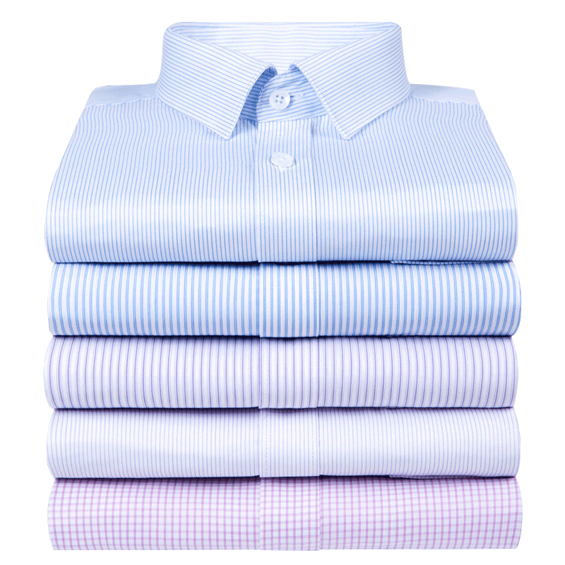 Pure cotton business no-iron blue and white vertical striped large size shirt