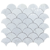 Fan-shaped mosaic bathroom tiles marble kitchen stone background wall bar shell-shaped non-slip fish scale tiles