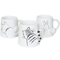 Ceramic mug Japanese cute soft kitten puppy rabbit small tail three-dimensional white trapezoidal coffee cup
