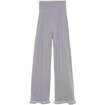 SNIDEL HOME spring and summer sweet color-blocked fungus ruffled high-waisted wide-leg pants SHNP211009