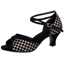 Type de femme Chaussures de danse latine adultes Femme au fond doux Chaussures de danse de talon haut de hauteur Chaussures dété Danse de danse carrée douce sandales de danse carrée