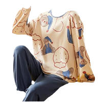 Pajamas for women spring and autumn pure cotton Korean style long-sleeved cute student large size cotton home clothes autumn and winter can be worn outside the suit
