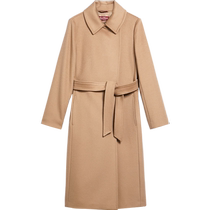 (Chinese Valentines Day gift) MaxMara womens double-breasted shirt collar wool long coat 6016171906