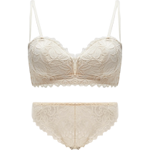 Strapless lace underwear for girls with small breasts non-slip non-wired rim bra set thin summer style