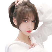 French air bangs wig female Internet celebrity 3D real hair natural eight-character bangs head replacement block to cover white hair