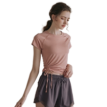 Kexinya drawstring yoga suit womens summer thin short-sleeved fitness T-shirt loose casual sports shorts summer