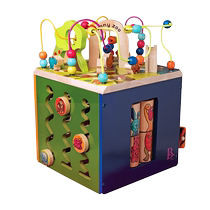 Bile btoys baby wooden cube puzzle beaded happy farm childrens hexahedron treasure box toy
