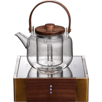 Rongshantang electrical teapot heat-resistant glass tea steamer electric ceramic stove tea stove set solid wood steam tea boiler
